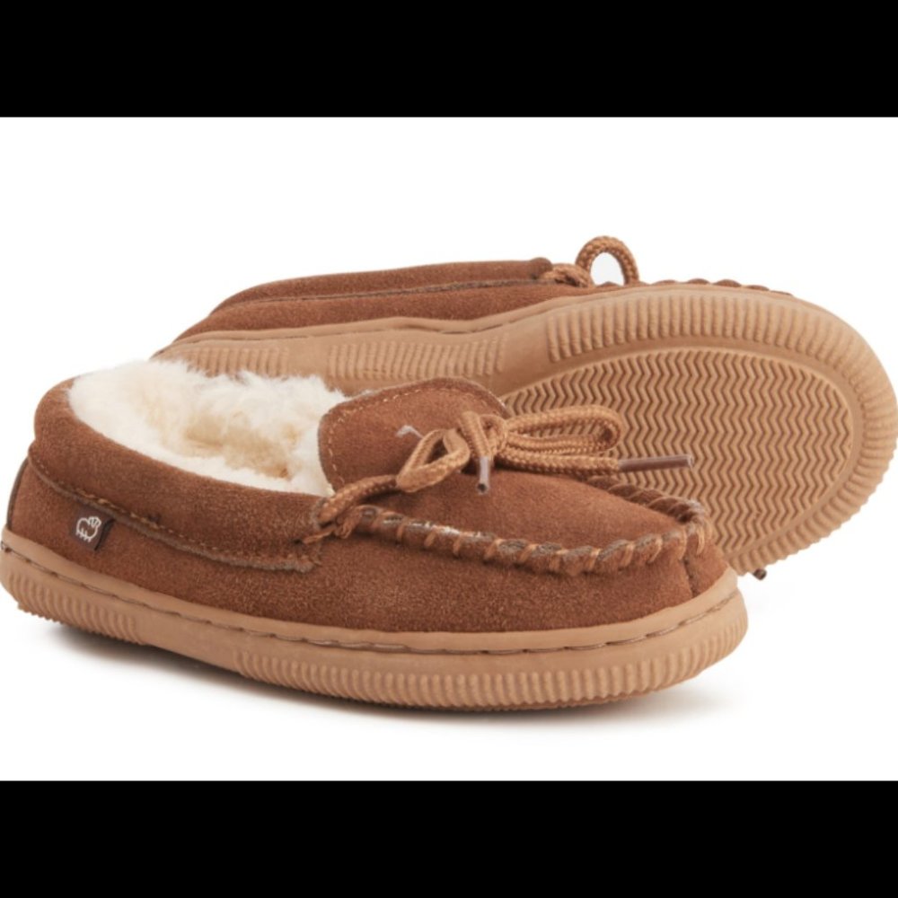 LAMO Baby Boys Slippers Moccasins Faux Fur Shearling Toddler 12 NIB